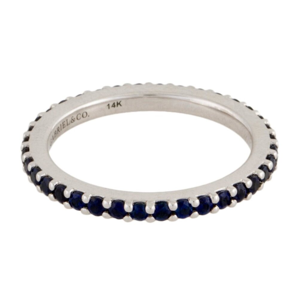 GABRIEL & CO. 14K WHITE GOLD SAPPHIRE  0.54 TW STACKABLE ETERNITY BAND RING